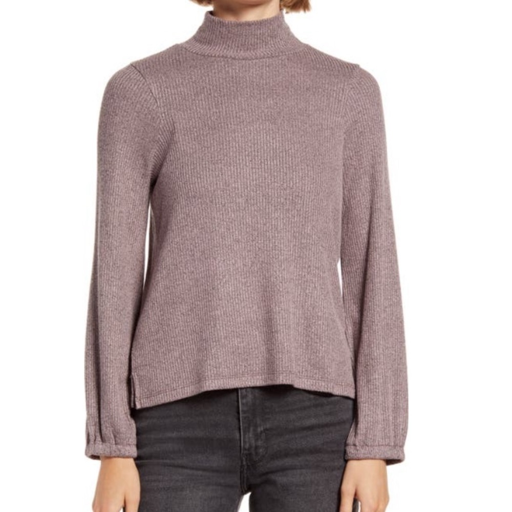 Madewell Mock-Neck Bubble Sleeve Top